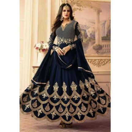 Gerogette Embroidery Semi Stitched Gown Dress